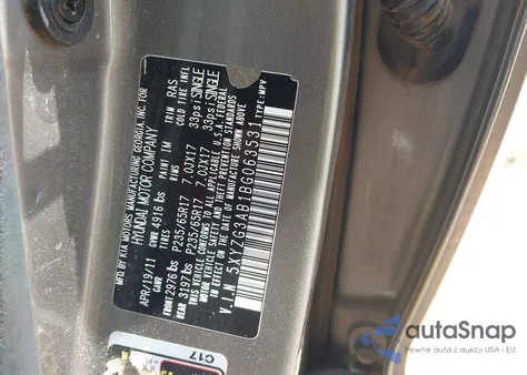 2011 Hyundai Santa Fe Gls from USA, damaged, VIN 5XYZG3AB1BG063531
